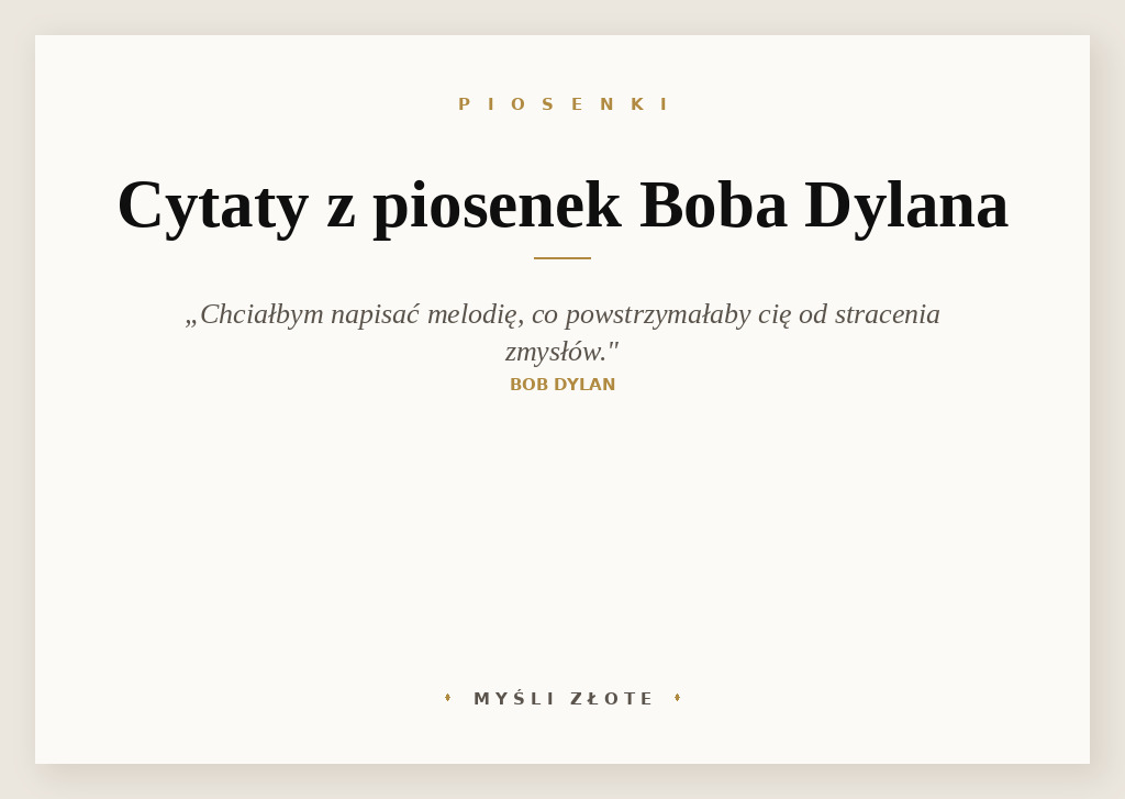 Cytaty z piosenek Boba Dylana — grafika z cytatami