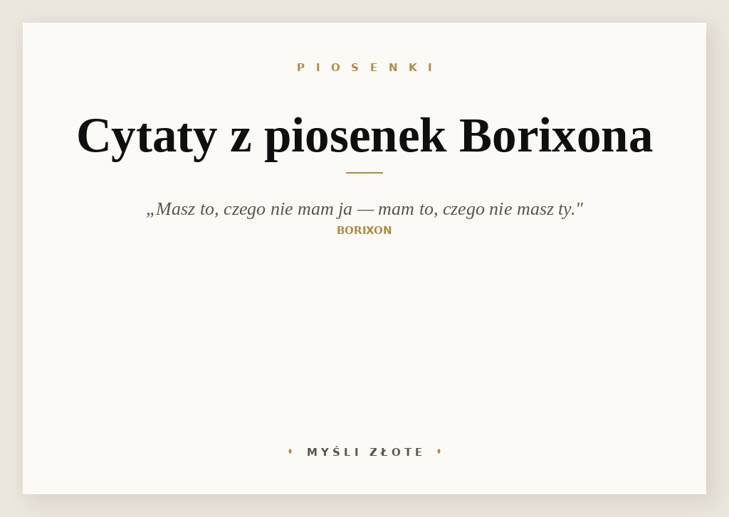 Cytaty z piosenek Borixona — grafika z cytatami