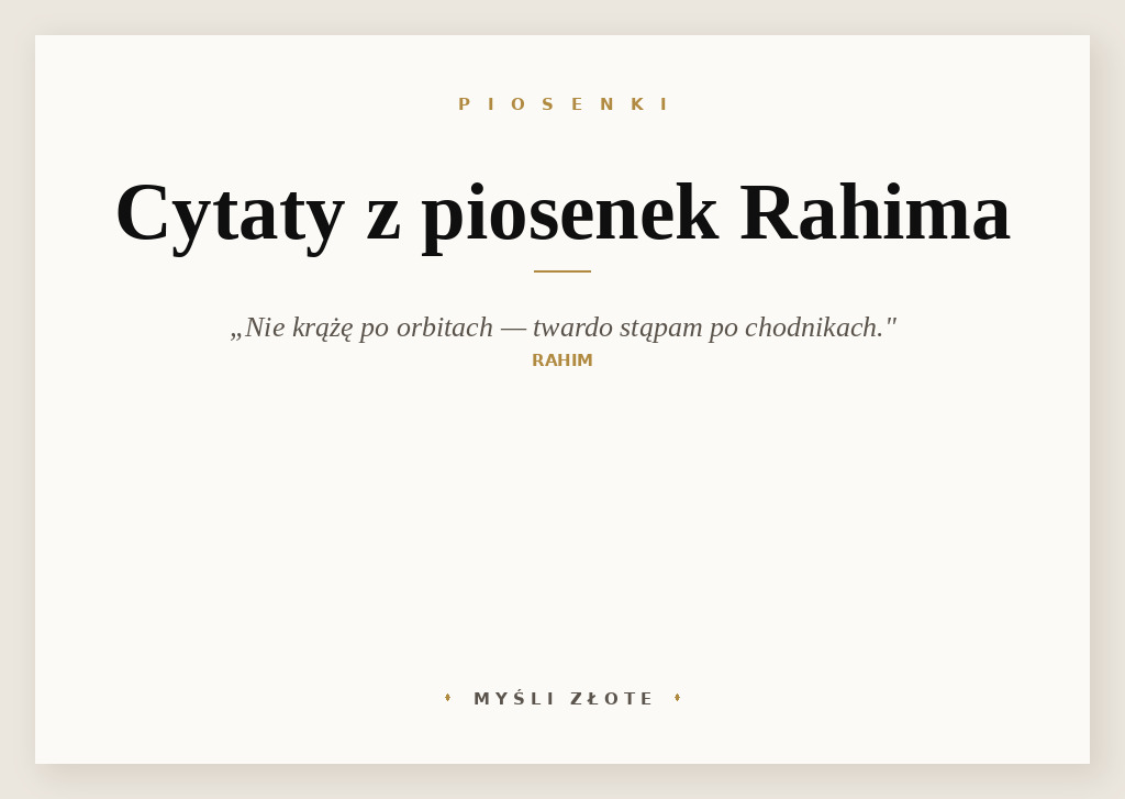 Cytaty z piosenek Rahima — grafika z cytatami