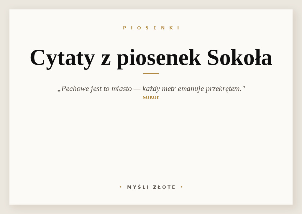 Cytaty z piosenek Sokoła — grafika z cytatami